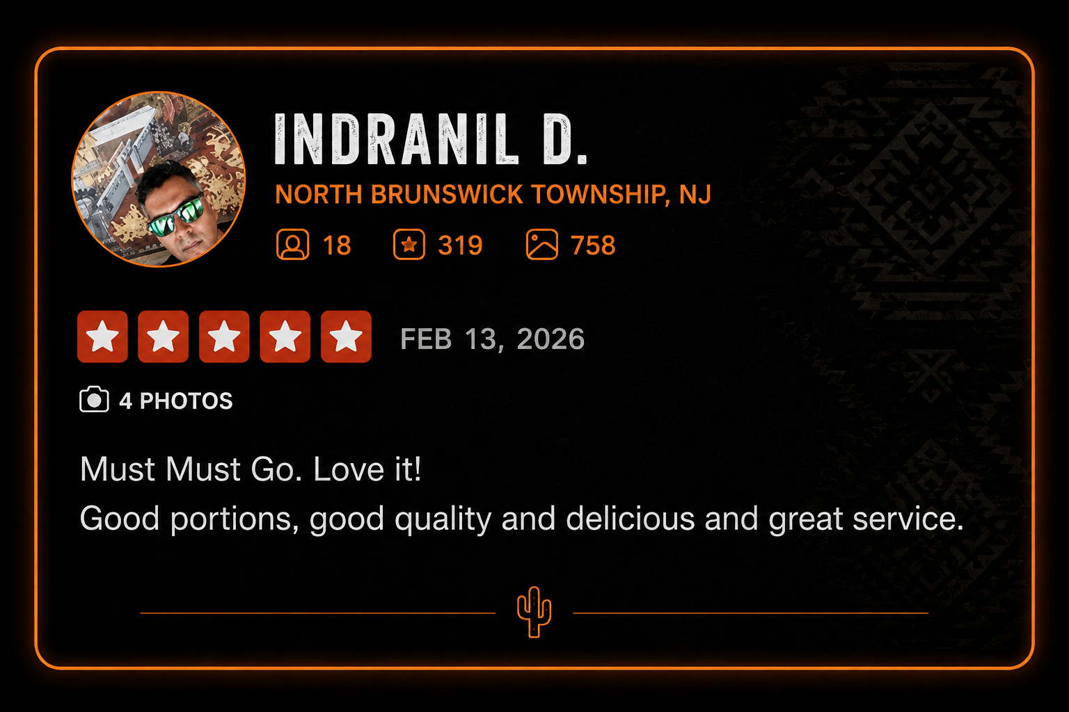 Customer review card