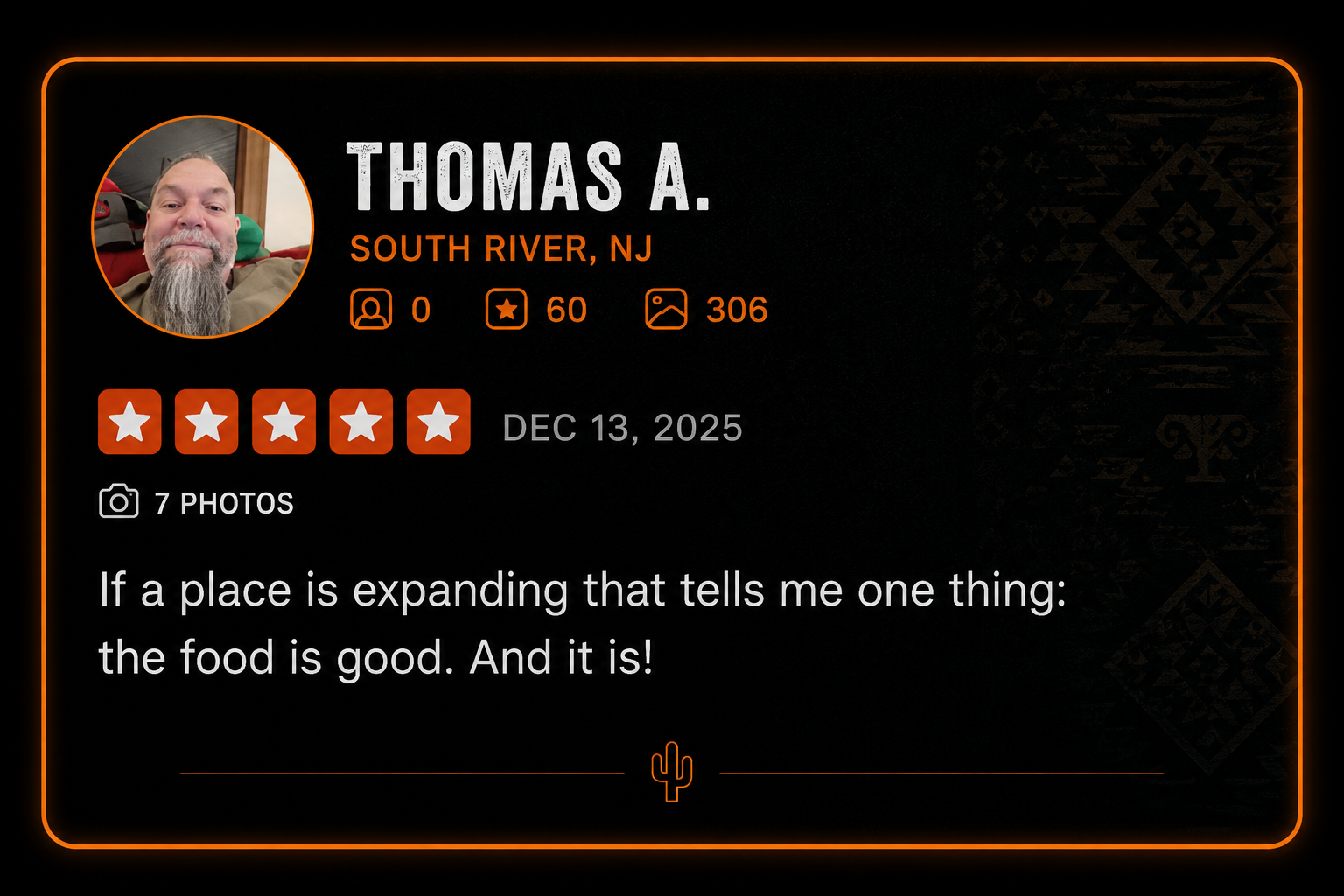 Customer review card