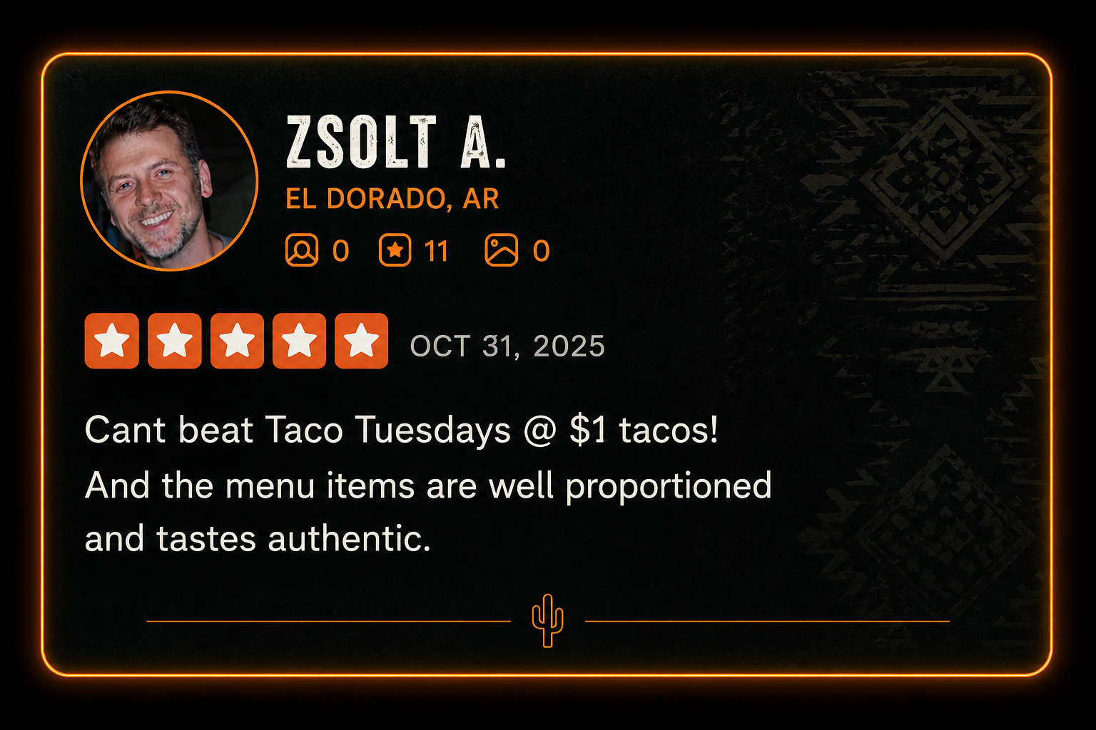 Customer review card
